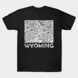 Mandala art map of Wyoming with text in white T-Shirt